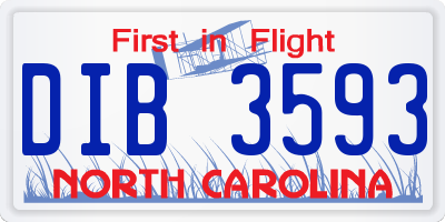 NC license plate DIB3593