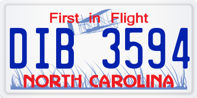 NC license plate DIB3594