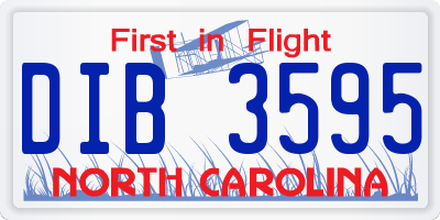 NC license plate DIB3595