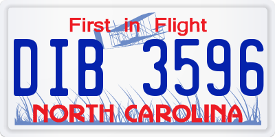 NC license plate DIB3596
