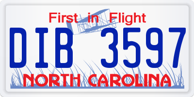 NC license plate DIB3597