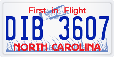 NC license plate DIB3607