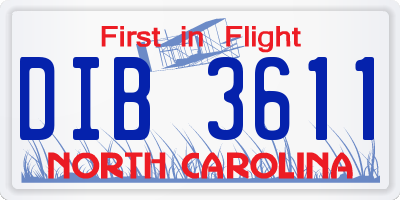 NC license plate DIB3611