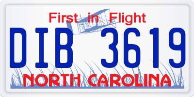 NC license plate DIB3619