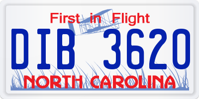 NC license plate DIB3620
