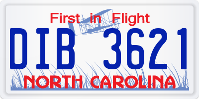 NC license plate DIB3621