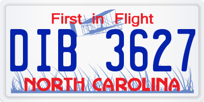 NC license plate DIB3627