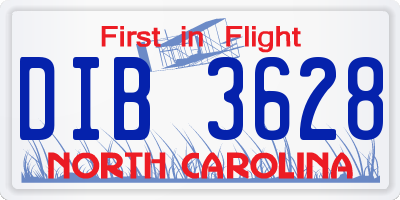 NC license plate DIB3628