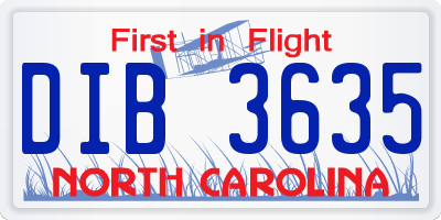 NC license plate DIB3635