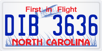 NC license plate DIB3636
