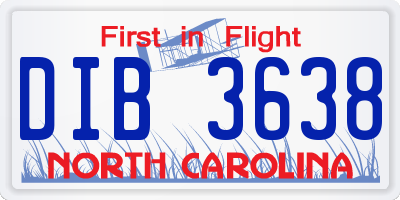NC license plate DIB3638