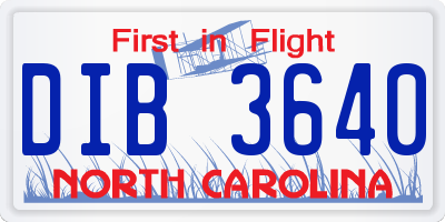 NC license plate DIB3640