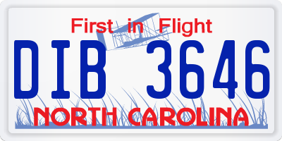 NC license plate DIB3646