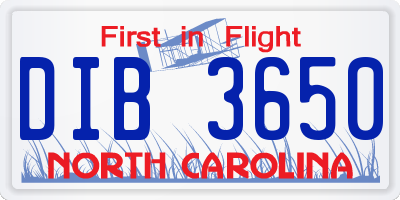 NC license plate DIB3650