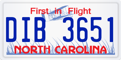 NC license plate DIB3651