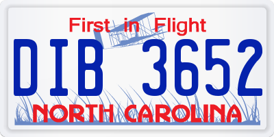 NC license plate DIB3652