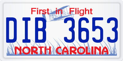 NC license plate DIB3653