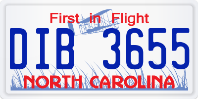 NC license plate DIB3655