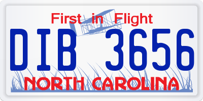 NC license plate DIB3656