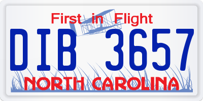 NC license plate DIB3657