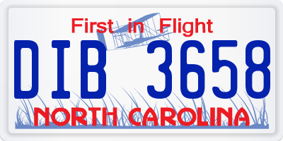 NC license plate DIB3658