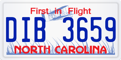 NC license plate DIB3659