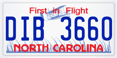 NC license plate DIB3660
