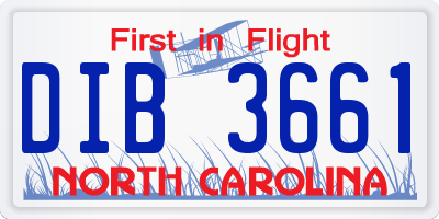 NC license plate DIB3661