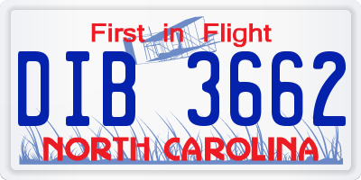 NC license plate DIB3662