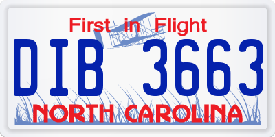 NC license plate DIB3663
