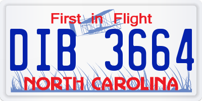 NC license plate DIB3664