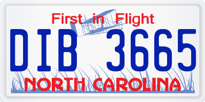 NC license plate DIB3665