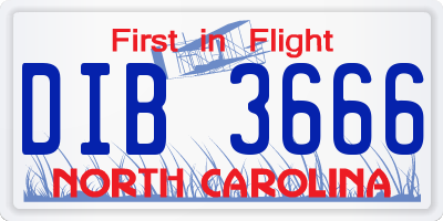 NC license plate DIB3666