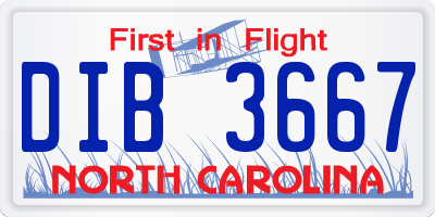 NC license plate DIB3667