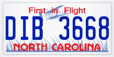 NC license plate DIB3668