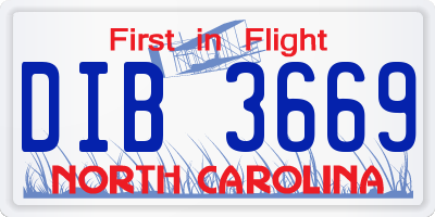 NC license plate DIB3669