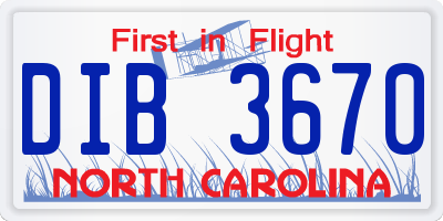 NC license plate DIB3670