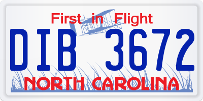 NC license plate DIB3672