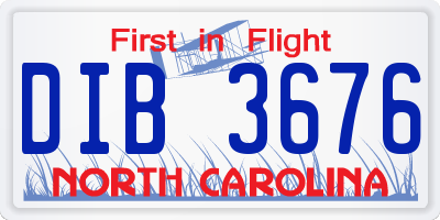 NC license plate DIB3676