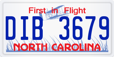 NC license plate DIB3679