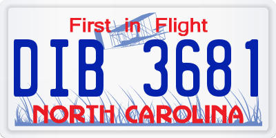 NC license plate DIB3681