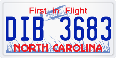 NC license plate DIB3683
