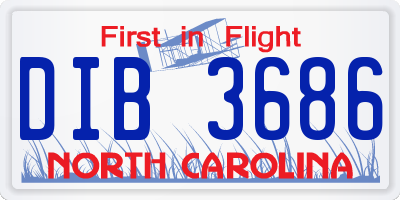 NC license plate DIB3686