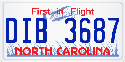NC license plate DIB3687