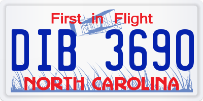 NC license plate DIB3690