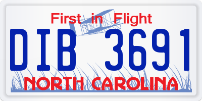 NC license plate DIB3691