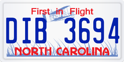 NC license plate DIB3694