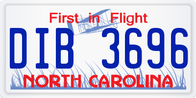 NC license plate DIB3696