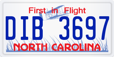 NC license plate DIB3697