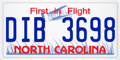 NC license plate DIB3698